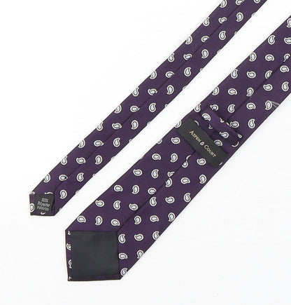Mens Aspen & Court Purple Paisley  Pointed Tie