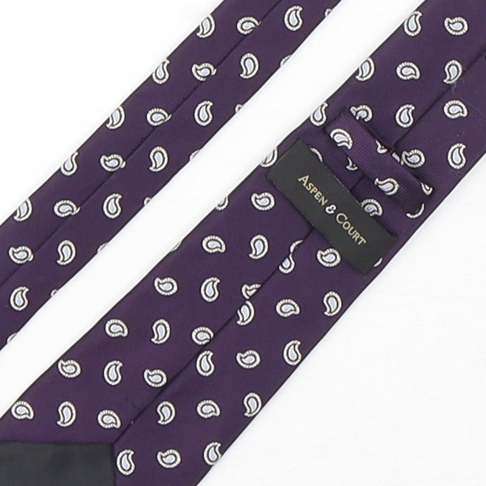 Mens Aspen & Court Purple Paisley  Pointed Tie