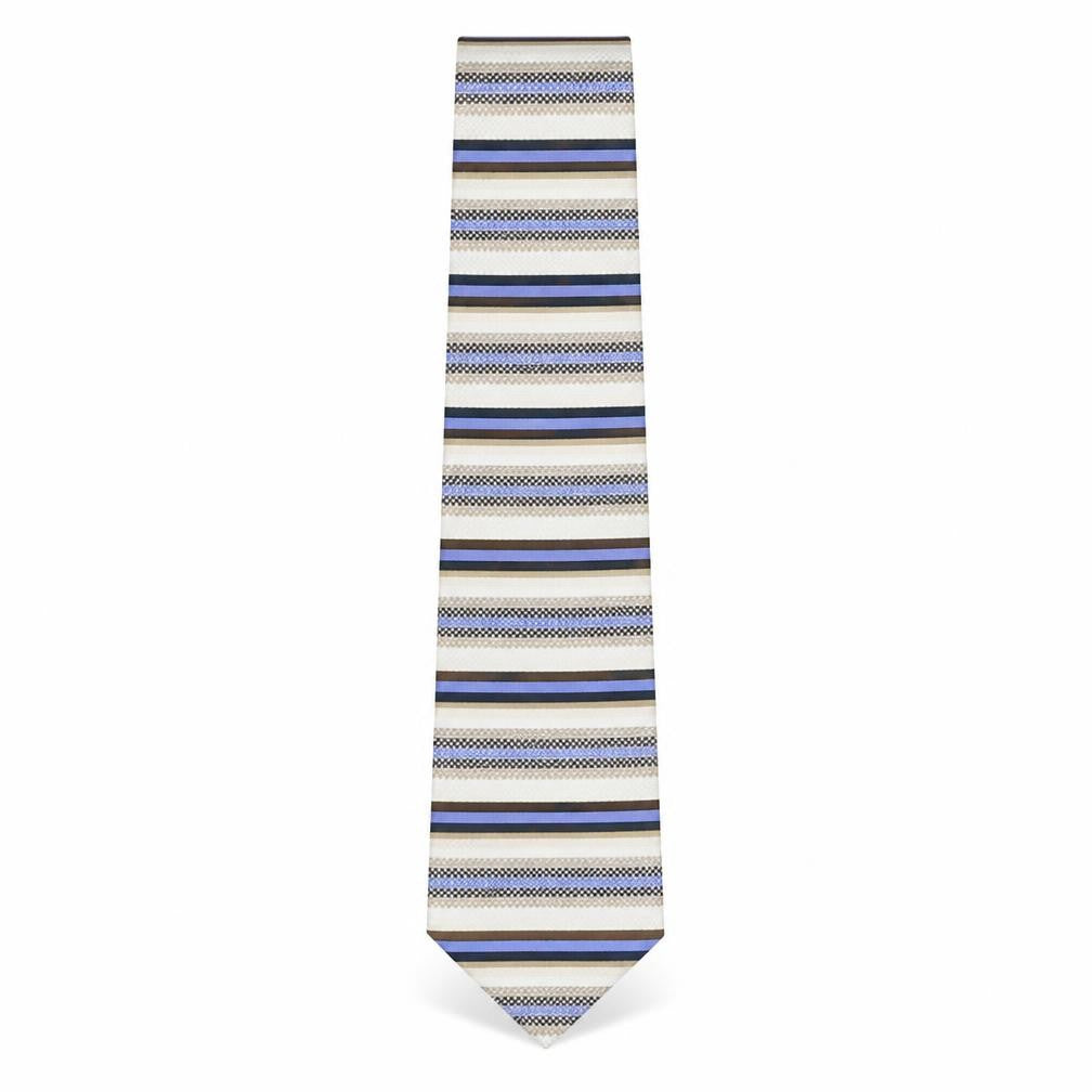 Front view of Racing Green men’s multicoloured striped silk pointed tie one size