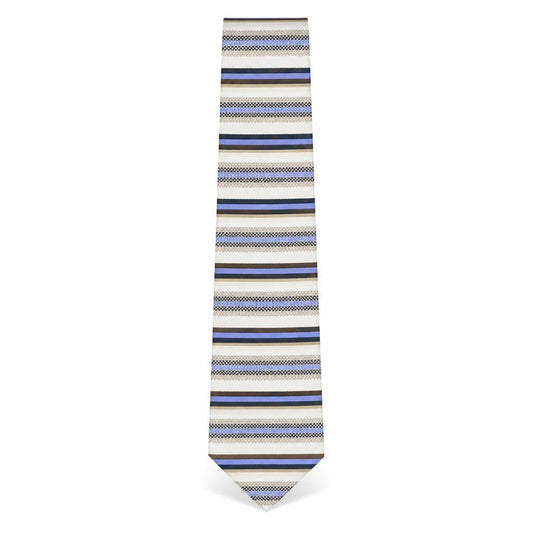 Front view of Racing Green men’s multicoloured striped silk pointed tie one size