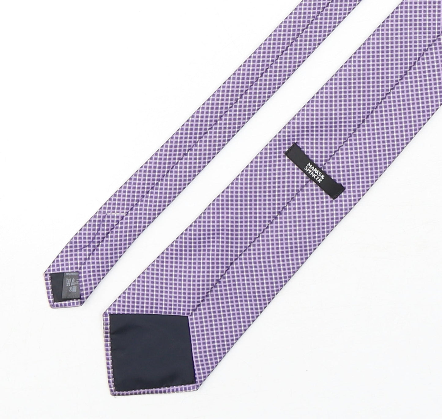 Marks and Spencer Mens Purple Plaids & Checks Polyester Pointed Tie One Size