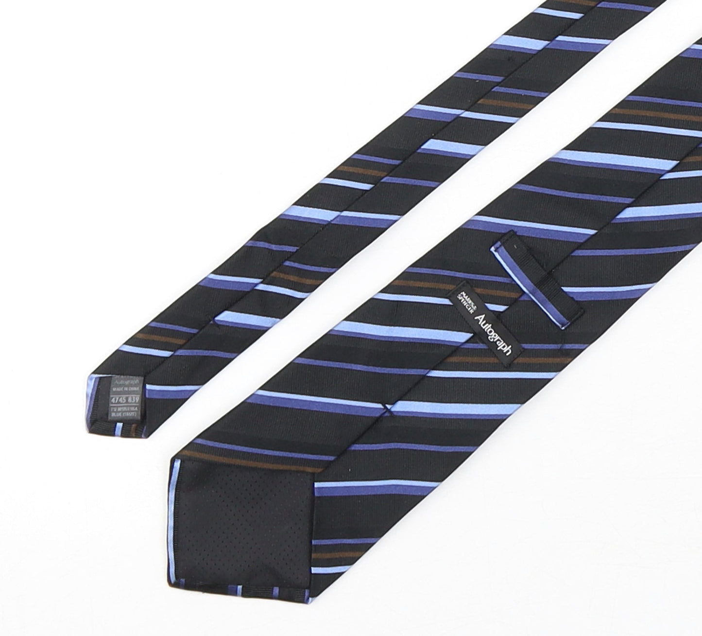 Autograph Mens Multicoloured Striped Silk Pointed Tie One Size