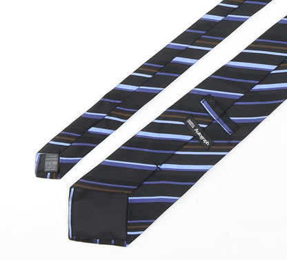 Autograph Mens Multicoloured Striped Silk Pointed Tie One Size