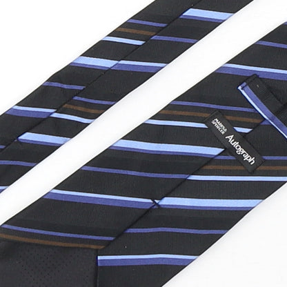 Autograph Mens Multicoloured Striped Silk Pointed Tie One Size