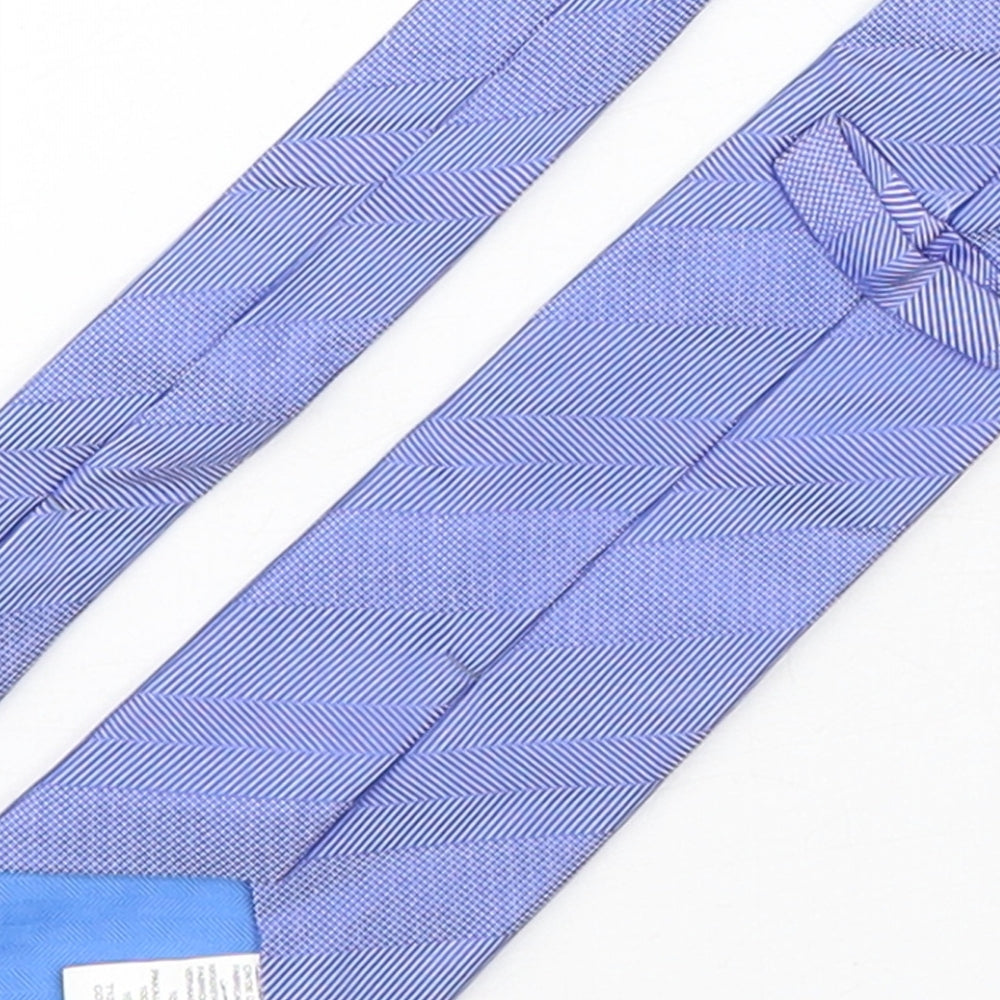 Marks and Spencer Mens Blue Geometric Silk Pointed Tie One Size