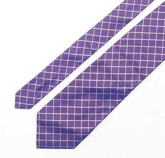 Marks and Spencer Mens Purple Plaids & Checks Silk Pointed Tie One Size