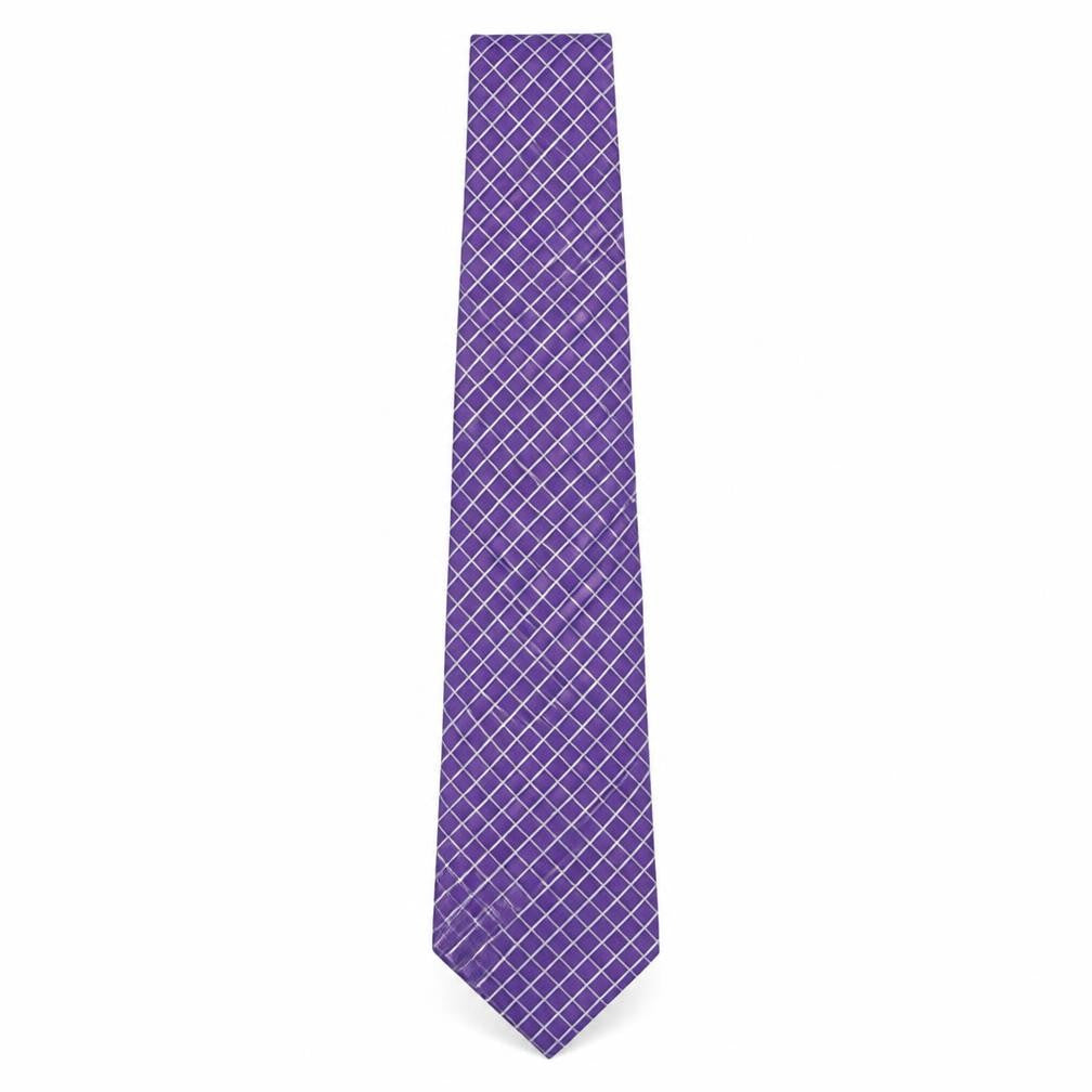 Front view of Marks & Spencer men’s purple plaids & checks silk pointed tie one size