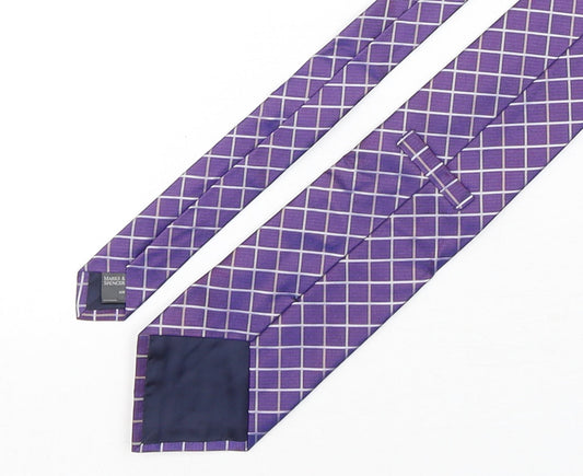 Marks and Spencer Mens Purple Plaids & Checks Silk Pointed Tie One Size