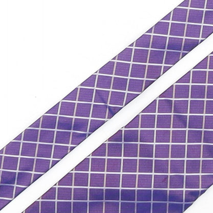 Marks and Spencer Mens Purple Plaids & Checks Silk Pointed Tie One Size