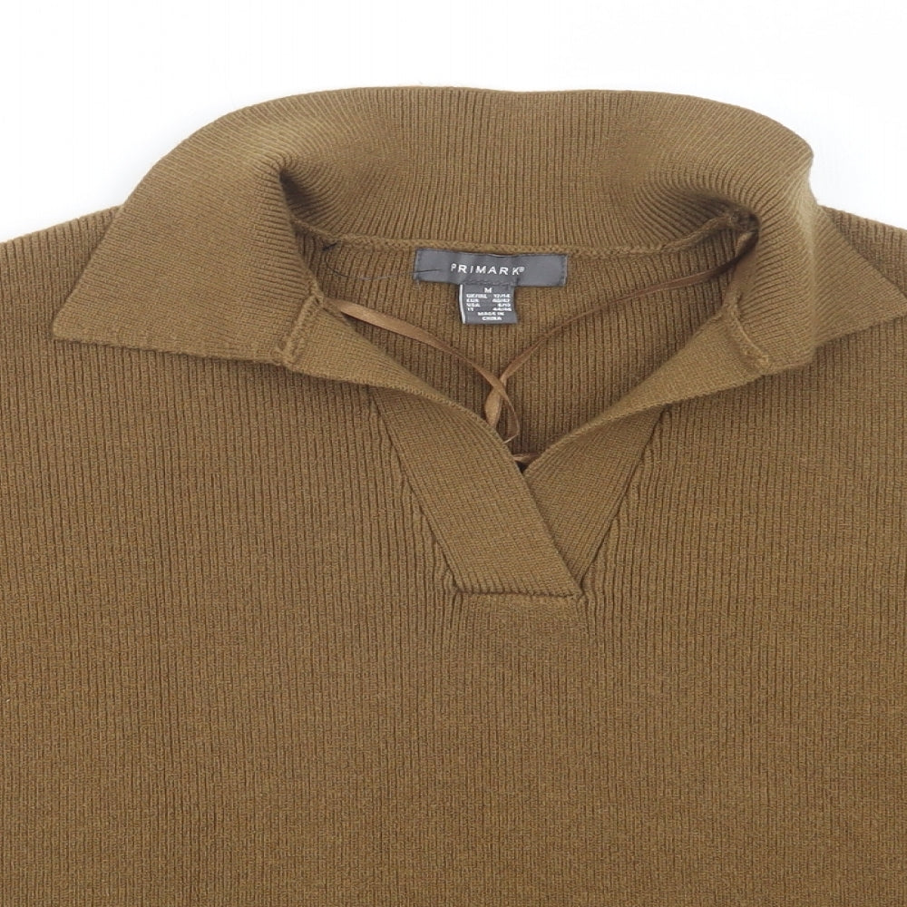 Primark Womens Brown Collared  Acrylic Pullover Jumper Size 12