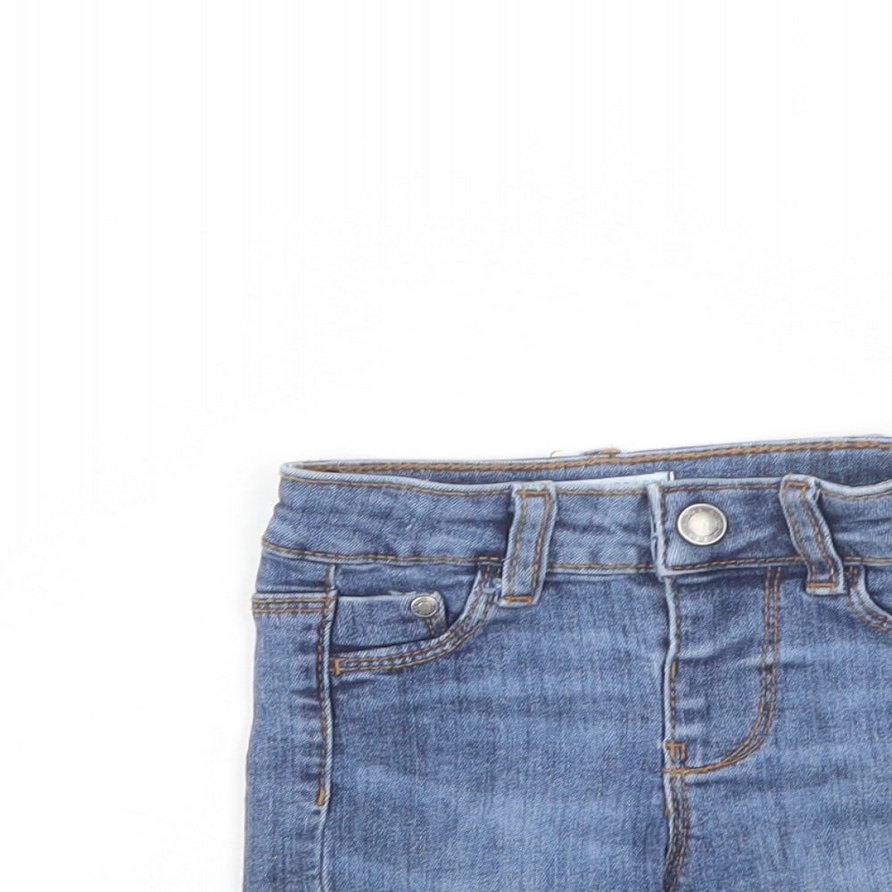 Primark Baby Blue  Cotton Cropped Jeans Size 0-3 Months  Snap