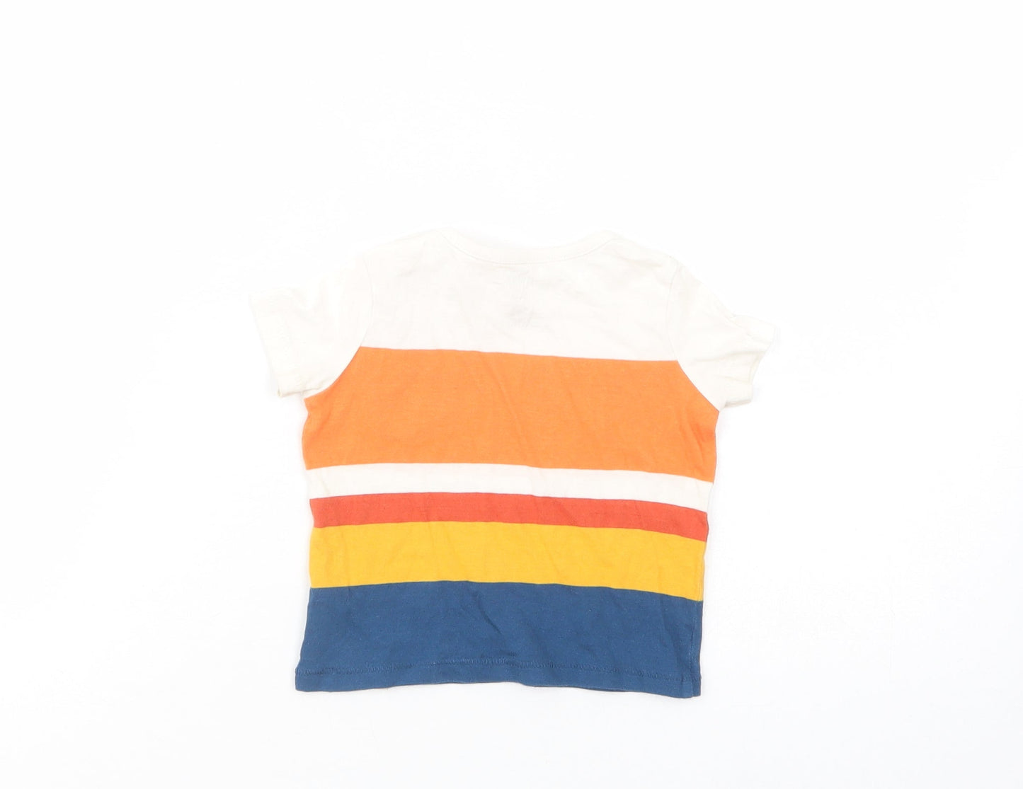 F&F Baby Multicoloured Striped Cotton Basic T-Shirt Size 3-6 Months Crew Neck Snap