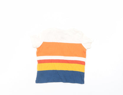 F&F Baby Multicoloured Striped Cotton Basic T-Shirt Size 3-6 Months Crew Neck Snap