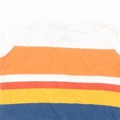 F&F Baby Multicoloured Striped Cotton Basic T-Shirt Size 3-6 Months Crew Neck Snap
