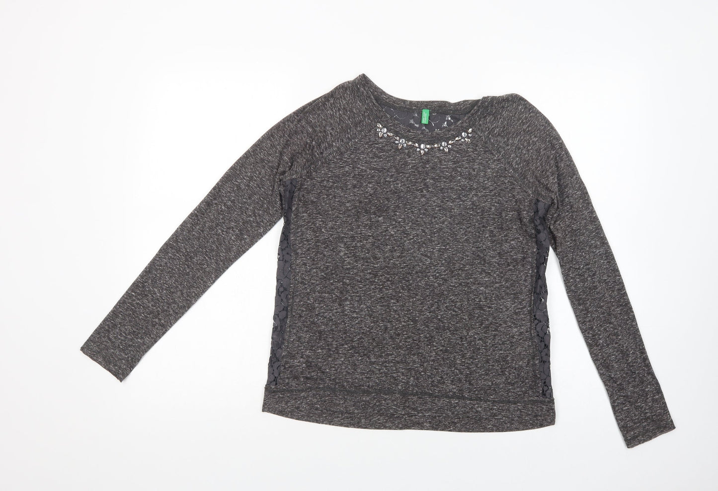 Womens UK Size S United Colors of Benetton Grey Basic Blouse