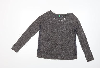 Womens UK Size S United Colors of Benetton Grey Basic Blouse