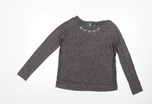 Womens UK Size S United Colors of Benetton Grey Basic Blouse