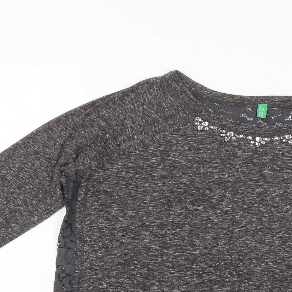 Womens UK Size S United Colors of Benetton Grey Basic Blouse