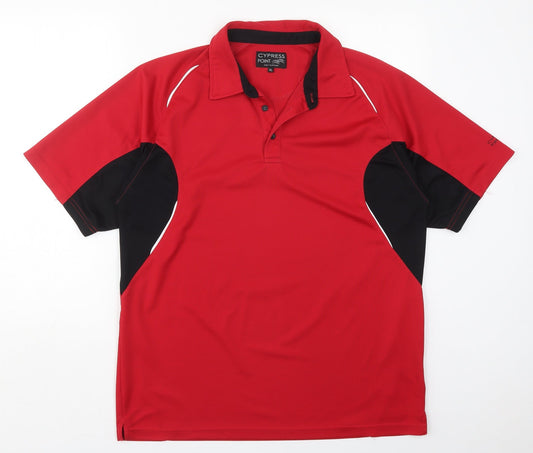 Cypress Point Mens Red  Polyester  Polo Size XL Collared Pullover