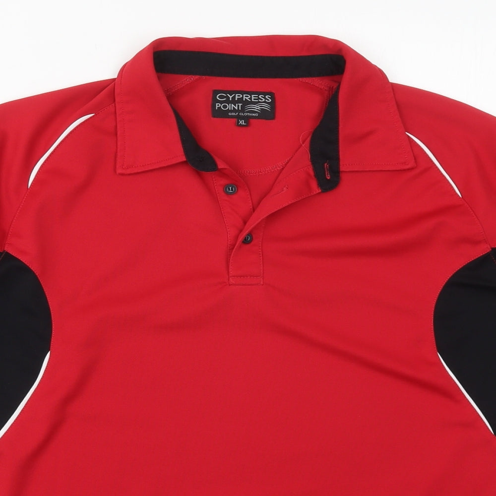 Cypress Point Mens Red  Polyester  Polo Size XL Collared Pullover