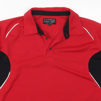 Cypress Point Mens Red  Polyester  Polo Size XL Collared Pullover