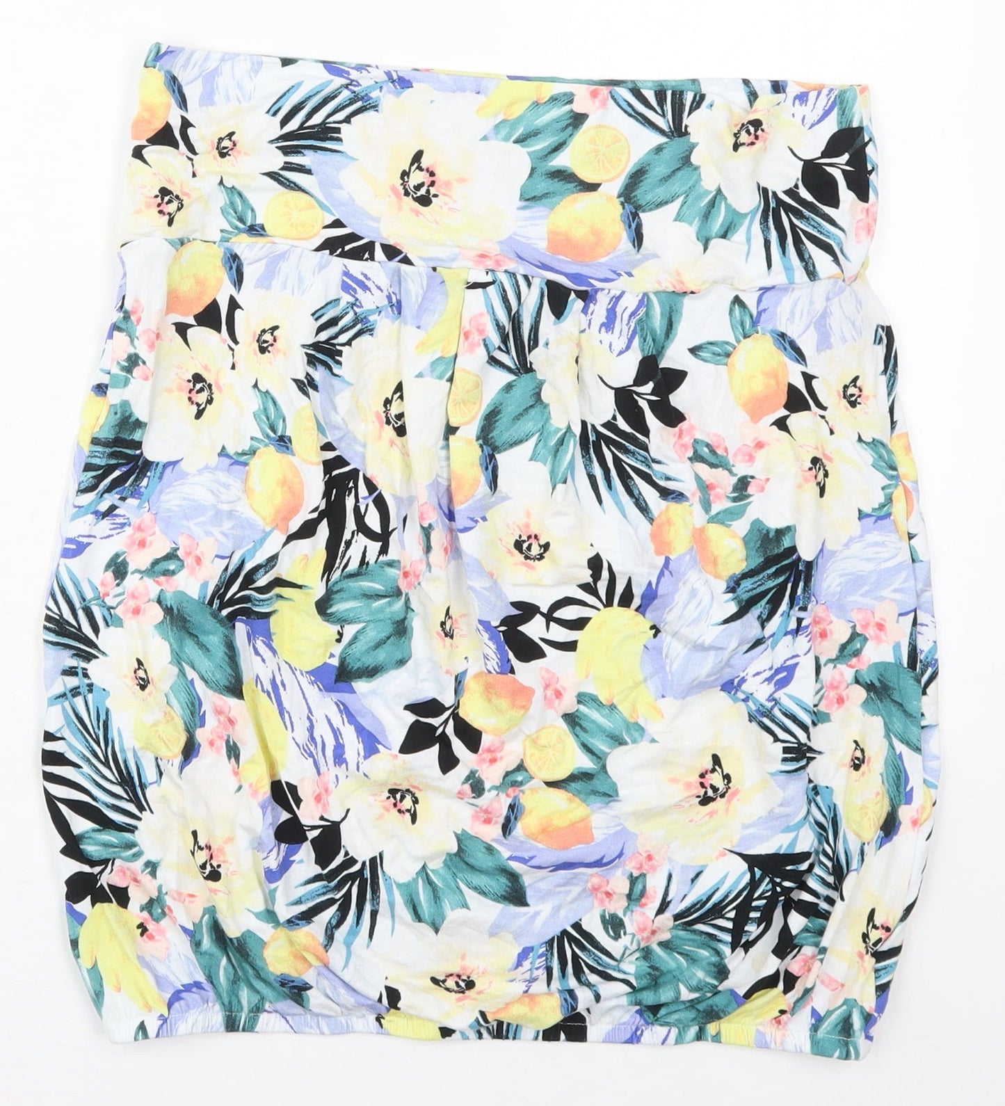 Papaya Womens Blue Floral Viscose Basic Tank Size M Off the Shoulder