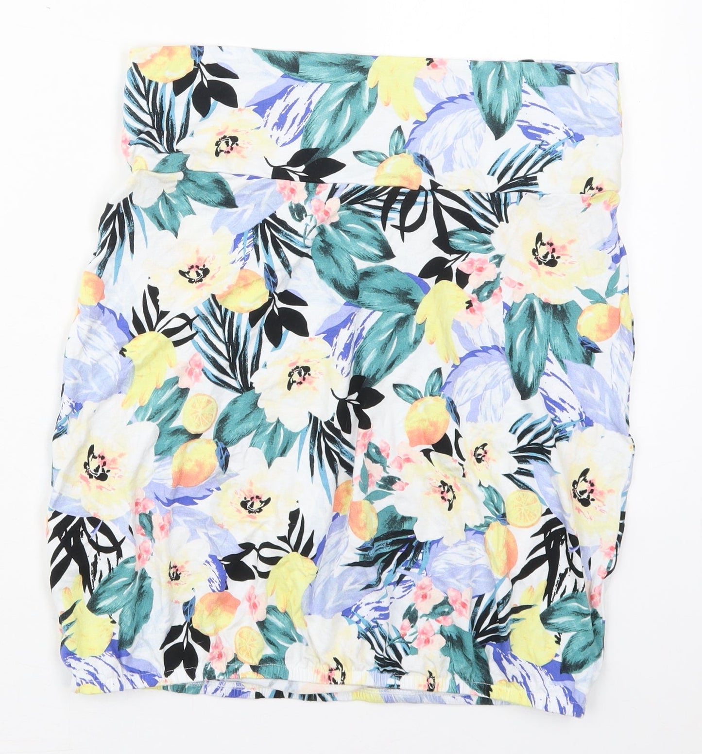 Papaya Womens Blue Floral Viscose Basic Tank Size M Off the Shoulder