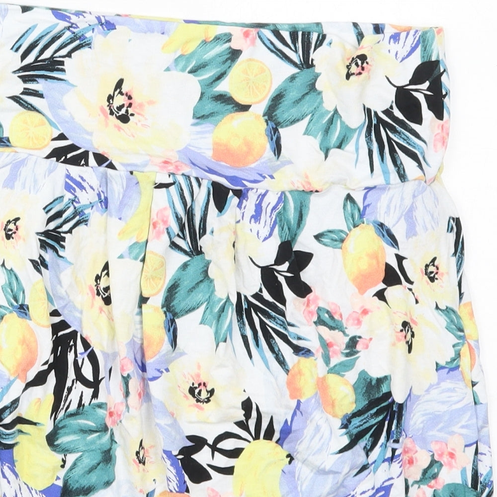 Papaya Womens Blue Floral Viscose Basic Tank Size M Off the Shoulder