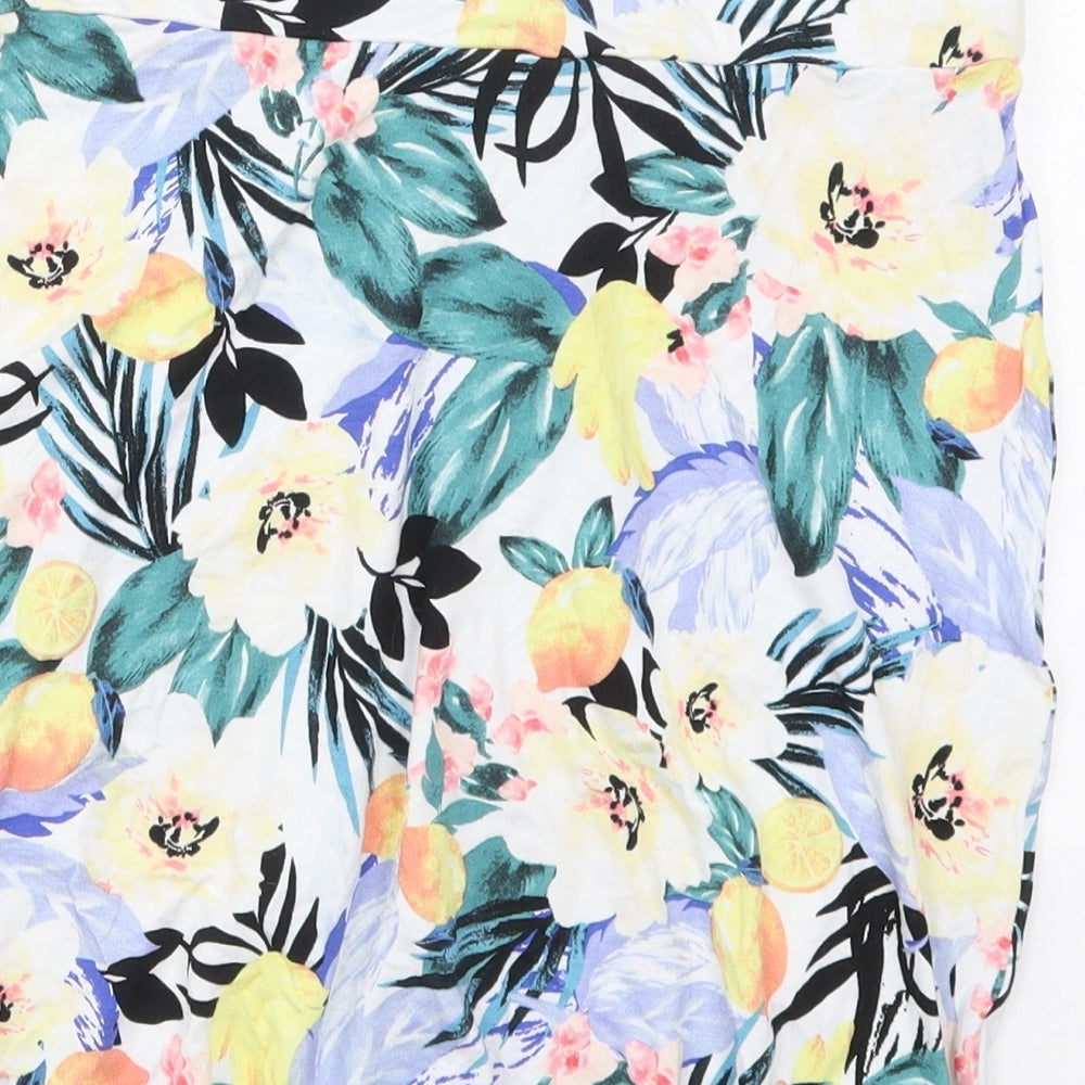 Papaya Womens Blue Floral Viscose Basic Tank Size M Off the Shoulder