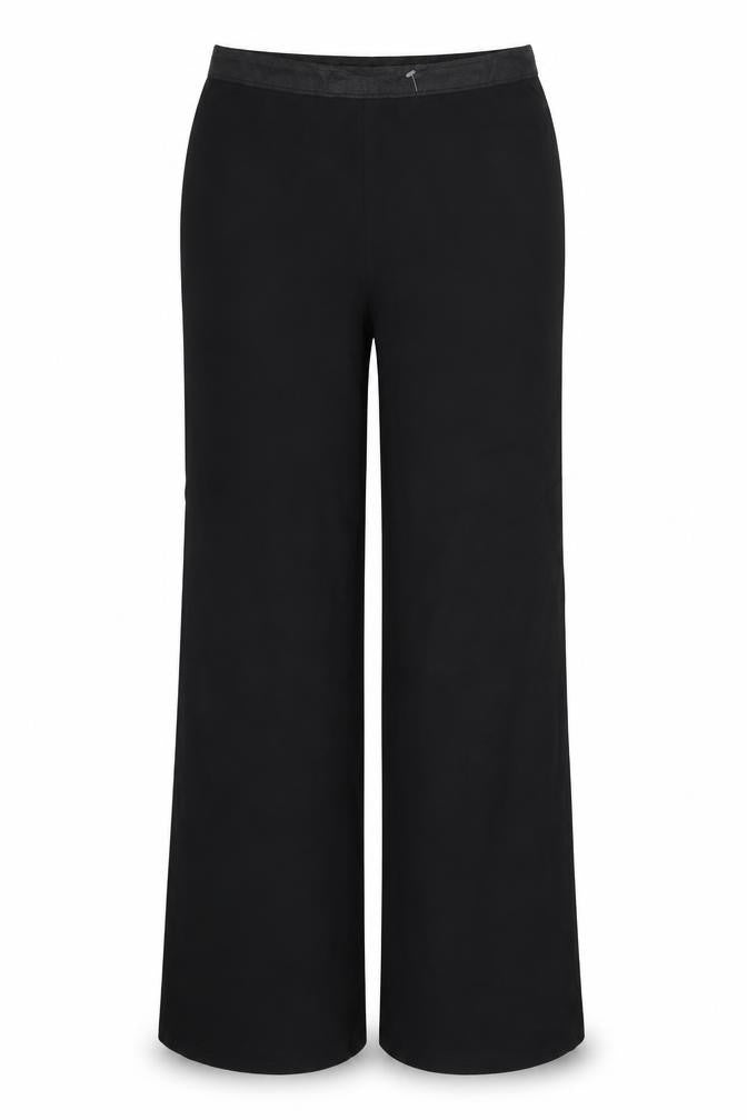 Front view of Marks & Spencer women’s black viscose trousers, size UK 12, 29-inch leg regular