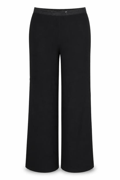 Front view of Marks & Spencer women’s black viscose trousers, size UK 12, 29-inch leg regular