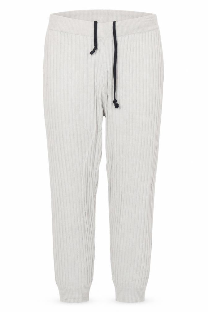 Front view of Boohoo women’s grey acrylic sweatpants, size S, 27-inch leg regular drawstring