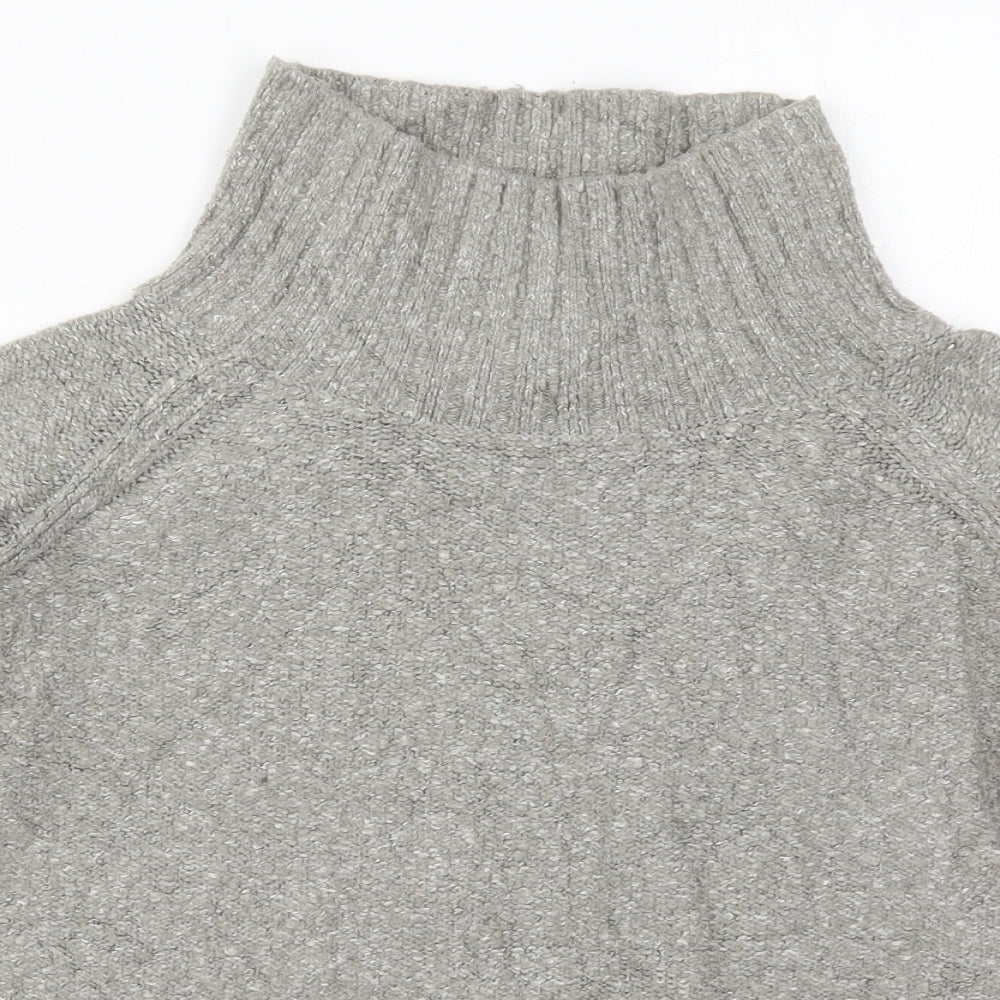 H&M Mens Grey High Neck  Acrylic Pullover Jumper Size S