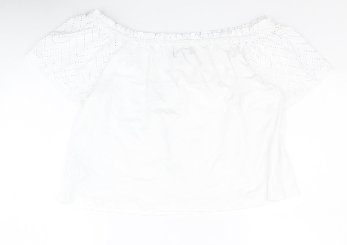 Primark Womens White  100% Cotton Basic Blouse Size L Off the Shoulder