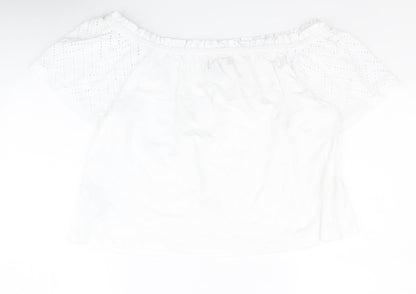 Primark Womens White  100% Cotton Basic Blouse Size L Off the Shoulder