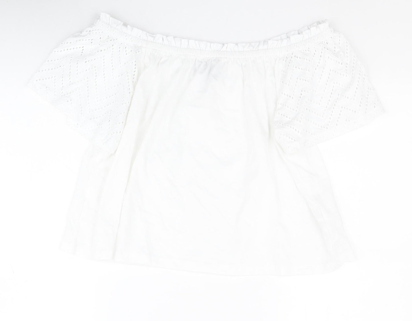 Primark Womens White  100% Cotton Basic Blouse Size L Off the Shoulder