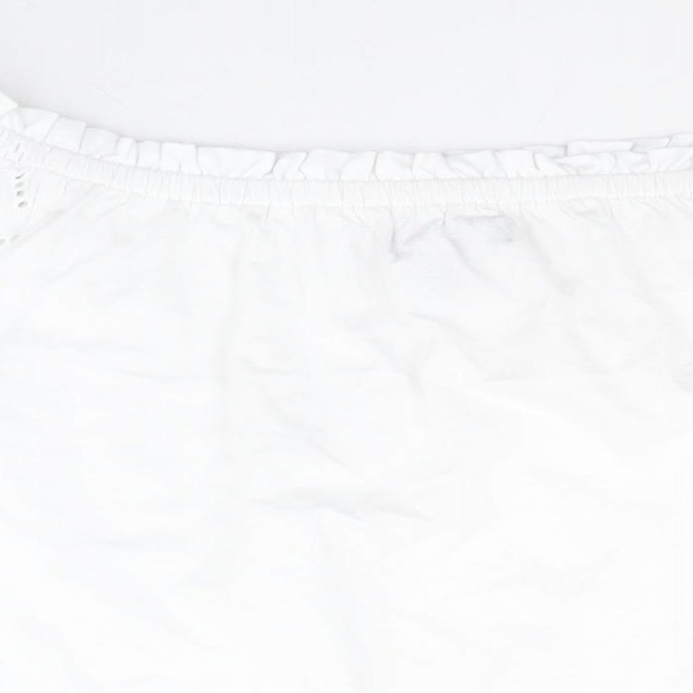 Primark Womens White  100% Cotton Basic Blouse Size L Off the Shoulder