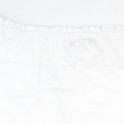 Primark Womens White  100% Cotton Basic Blouse Size L Off the Shoulder