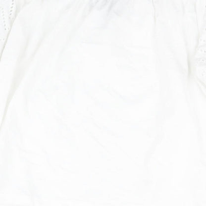 Primark Womens White  100% Cotton Basic Blouse Size L Off the Shoulder