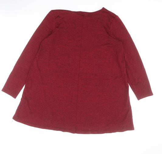 Boohoo Womens Red Round Neck  Polyester Pullover Jumper Size 12