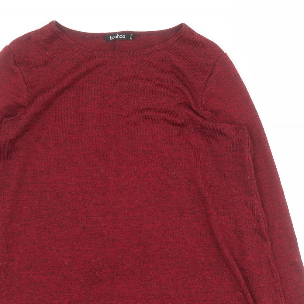 Boohoo Womens Red Round Neck  Polyester Pullover Jumper Size 12