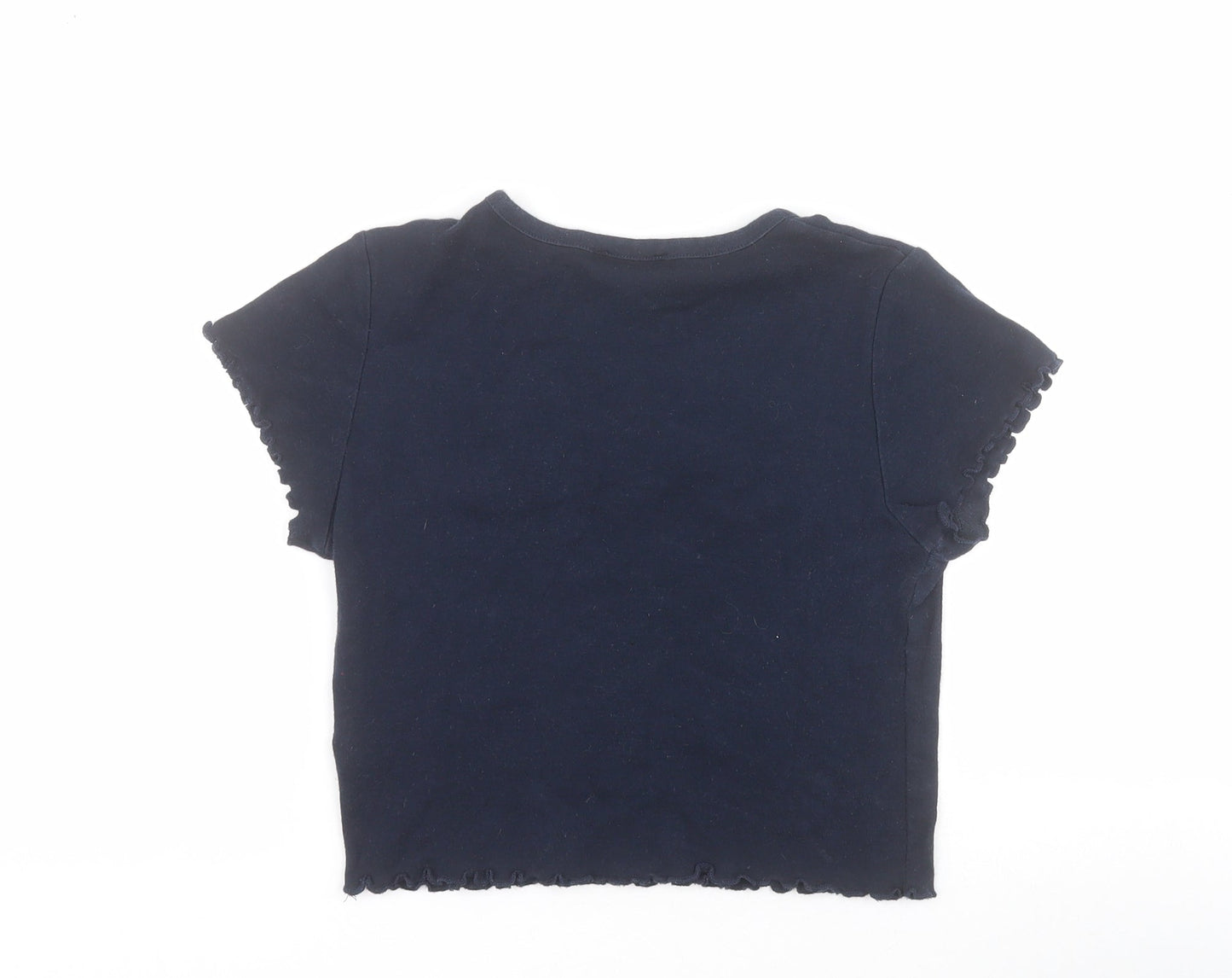 Womens UK Size 6 Topshop Blue Cropped T-Shirt