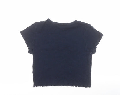 Womens UK Size 6 Topshop Blue Cropped T-Shirt