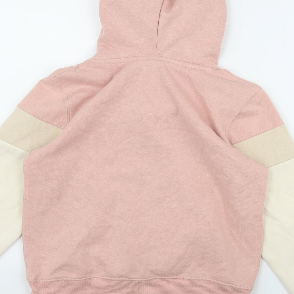 H&HM Girls Pink Colourblock Cotton Pullover Hoodie Size 10-11 Years  Pullover - 'California'