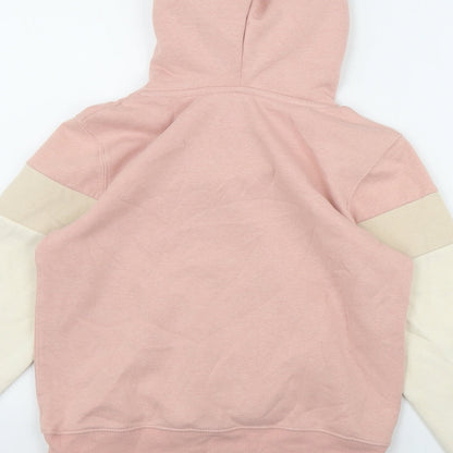 H&HM Girls Pink Colourblock Cotton Pullover Hoodie Size 10-11 Years  Pullover - 'California'