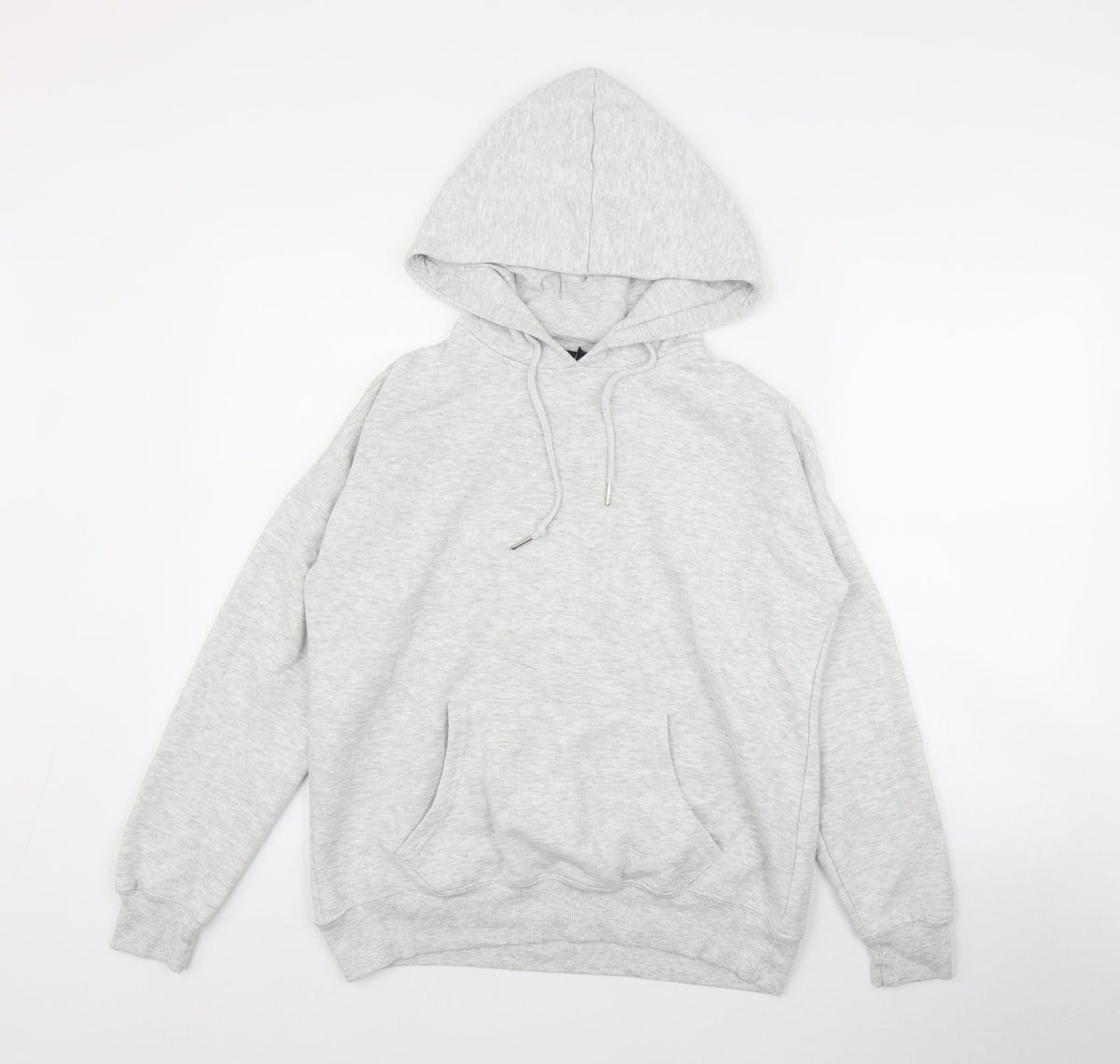 Additional front view of New Look women’s grey cotton pullover hoodie, size S, pullover