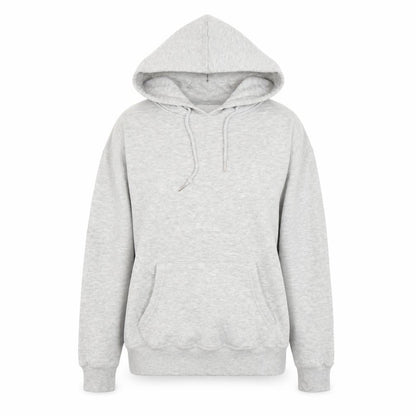 Front view of New Look women’s grey cotton pullover hoodie, size S, pullover