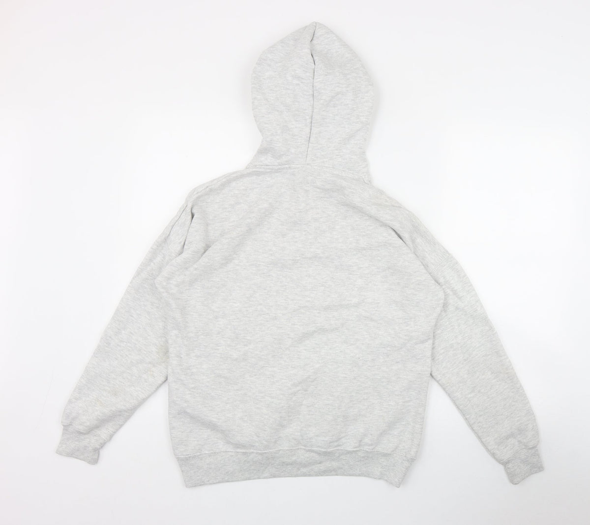 Back view of New Look women’s grey cotton pullover hoodie, size S, pullover