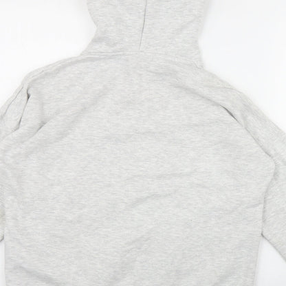 Brand and care label for New Look women’s grey cotton pullover hoodie, size S, pullover