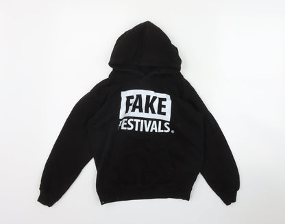 Awdis Boys Black  Cotton Pullover Hoodie Size 9-10 Years  Pullover